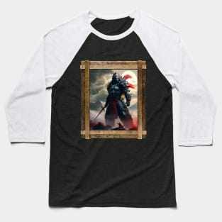 Japanese Monster Dragon Samurai Ninja Vintage Landscape Movie Artist Fan Frame Baseball T-Shirt